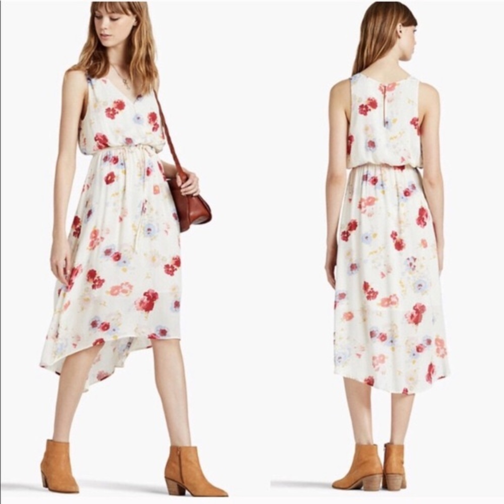 LUCKY BRAND High Low Sleeveless Floral Midi Dress